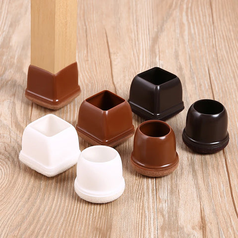 Schutzkappen für Tisch- und Stuhlbeine: Dickes Gummi, Filzunterseite, verhindert Kratzer und reduziert Geräusche auf Böden.
