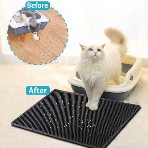 "Doppelte Wasserdichte Katzenstreumatte mit Geschenk - Rutschfestes und Waschbares Katzenbett - Saubere Lösung für Katzenklos"