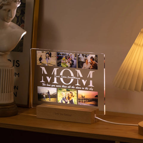 Personalized Custom Photo Text 3D Acrylic Lamp Customized Bedroom NightLight for MOM DAD LOVE Family Day Christmas Birthday Gift