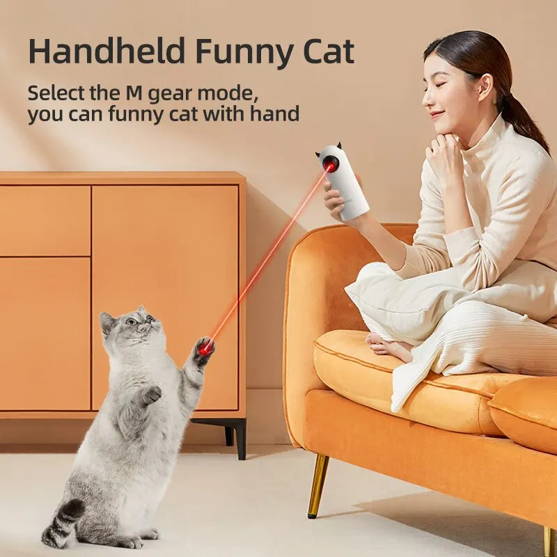 Selbstspielendes Katzenspielzeug: ROJECO Interaktives Smartes Katzenspielzeug mit LED-Laser - Handliches Elektronisches Spielzeug für Katzen und Hunde