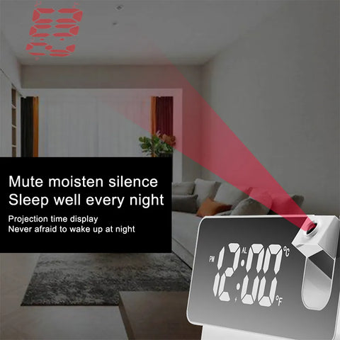"Smarte 180° Rotation LED Digital Projektionswecker USB Elektronische Deckenprojektionsuhr für Schlafzimmer Nachttisch Desktop Uhr"
