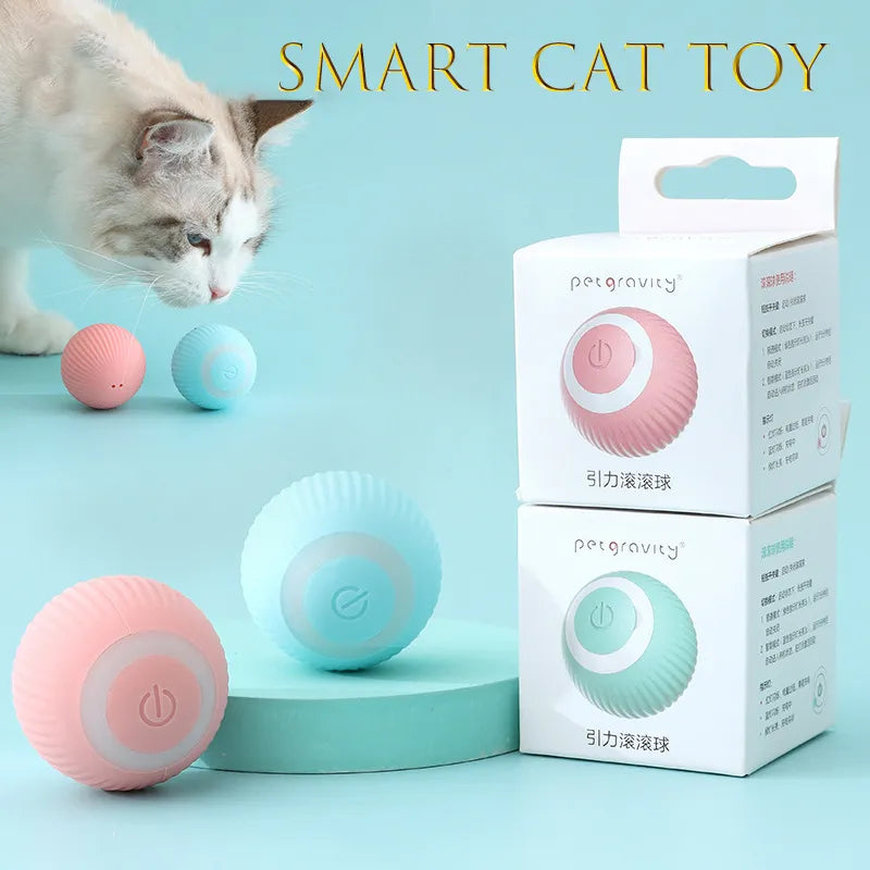 Selbstbewegende Kätzchen Elektrisches Katzenballspielzeug - Interaktives Roll- und Jagdspielzeug für drinnen