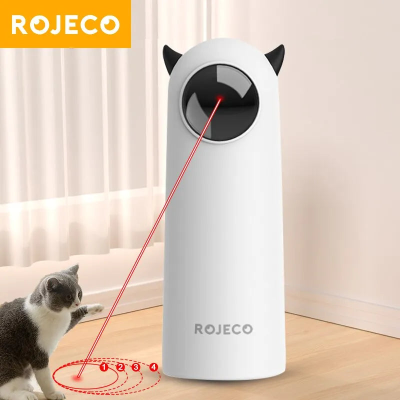 Selbstspielendes Katzenspielzeug: ROJECO Interaktives Smartes Katzenspielzeug mit LED-Laser - Handliches Elektronisches Spielzeug für Katzen und Hunde
