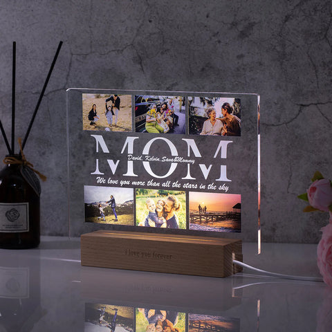 Personalized Custom Photo Text 3D Acrylic Lamp Customized Bedroom NightLight for MOM DAD LOVE Family Day Christmas Birthday Gift