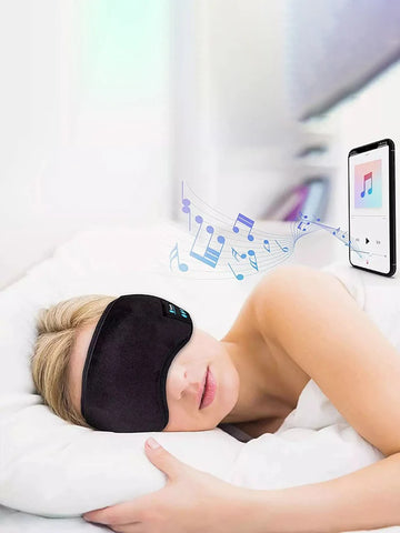 Komfortable Bluetooth Schlafkopfhörer Augenmaske - Drahtlose Musik Ohrhörer im weichen, elastischen Bluetooth Stirnband