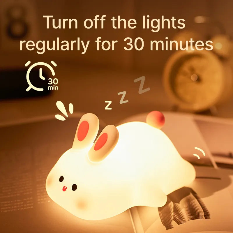 Niedliche LED-Nachtlichter aus Silikon - Wiederaufladbar, mit Timer-Funktion, als süßes Schaf, Panda oder Hase - Perfekte Dekoration für das Kinderzimmer oder als Geburtstagsgeschenk