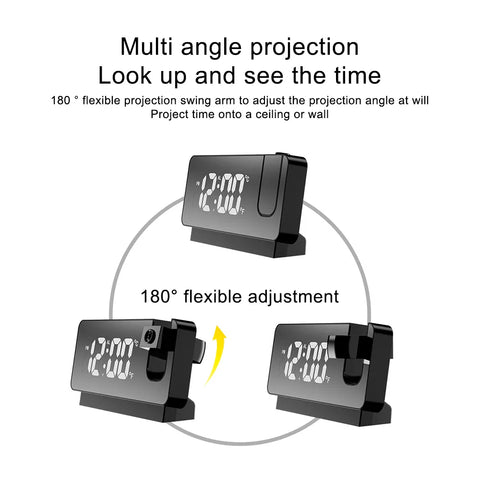 "Smarte 180° Rotation LED Digital Projektionswecker USB Elektronische Deckenprojektionsuhr für Schlafzimmer Nachttisch Desktop Uhr"