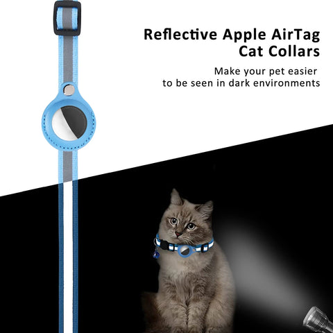 "Anti-Verlust Katzenhalsband mit Airtag GPS-Tracker Schutzhülle und Reflektor - Sicheres Halsband mit Glocke für Kätzchen und Katzen - Haustier Zubehör"