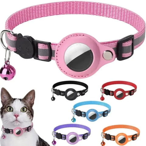 "Anti-Verlust Katzenhalsband mit Airtag GPS-Tracker Schutzhülle und Reflektor - Sicheres Halsband mit Glocke für Kätzchen und Katzen - Haustier Zubehör"